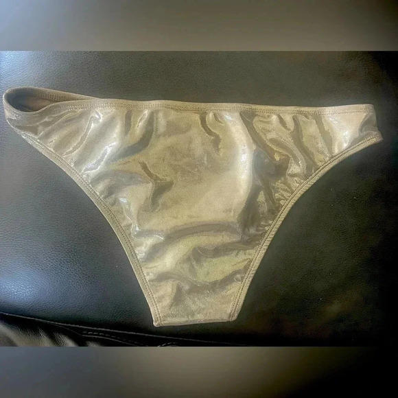 NWT- Shiny Gold metallic, lame’ feel bikini bottom-Size L - Picture 3 of 5